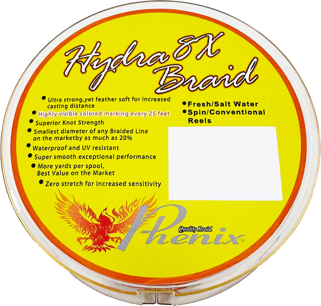 Phenix Hydra 8X Braided Line Bulk Spools - High-Vis Orange & Yellow