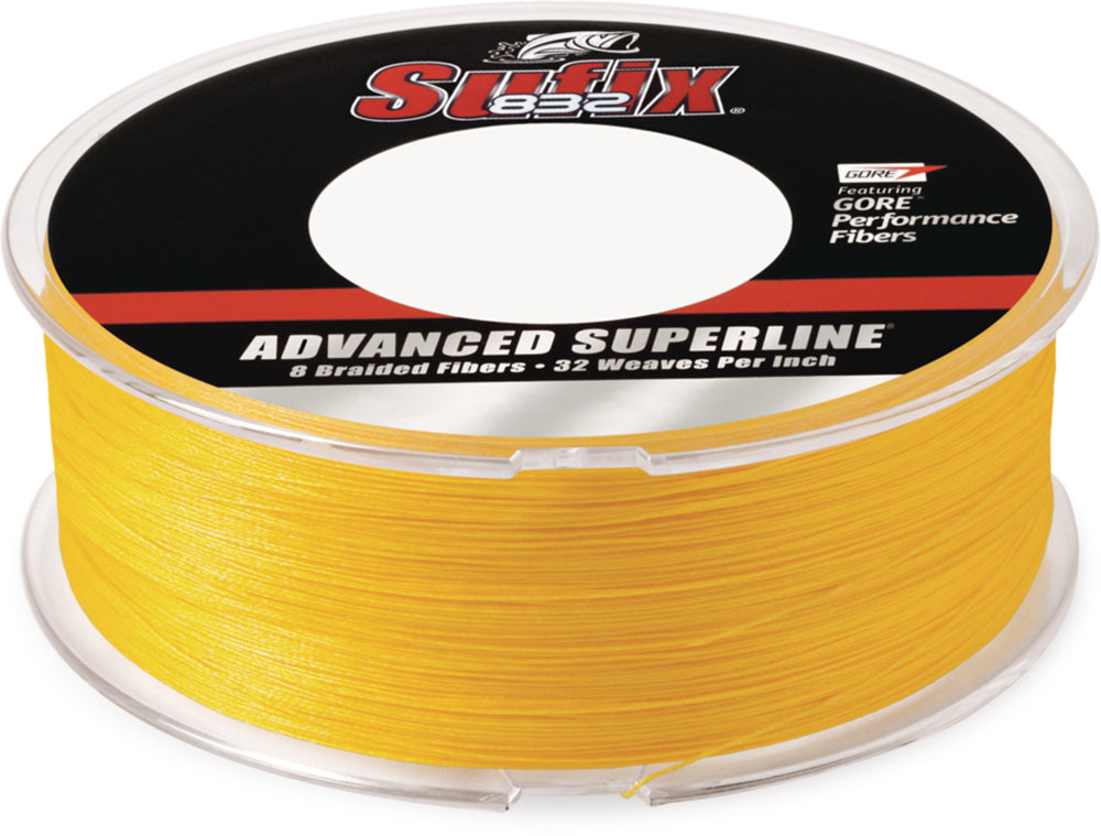 Sufix 832 Advanced Superline High-Vis Yellow Braided Line - 600 Yard Bulk Spool