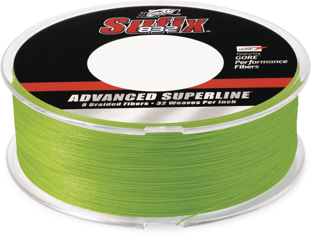 Sufix 832 Advanced Superline Neon Lime Green Braided Line - 600 Yard Bulk Spool