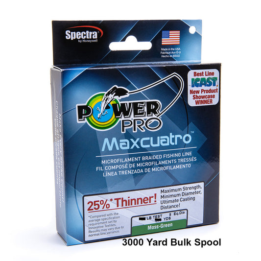 Power Pro Maxcuatro Spectra Moss Green Braided Line 3000 yard Bulk Spool