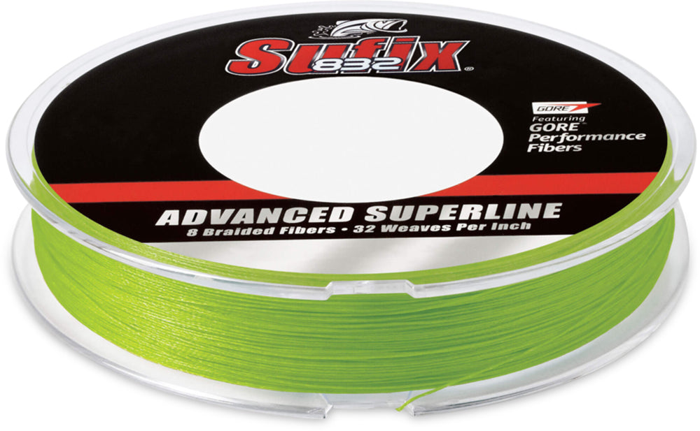 Sufix 832 Advanced Superline Neon Lime Green Braided Line - 150 Yard Standard Spool