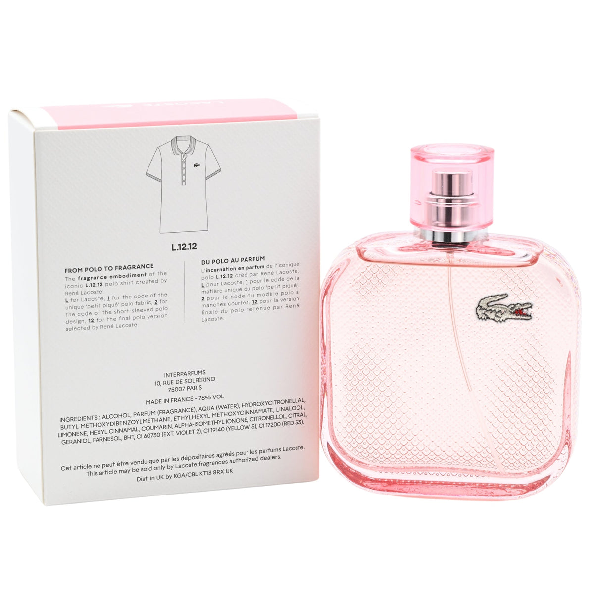 L.12.12 Rose Sparkling by Lacoste for women EDT 3.3 / 3.4 oz New in Box